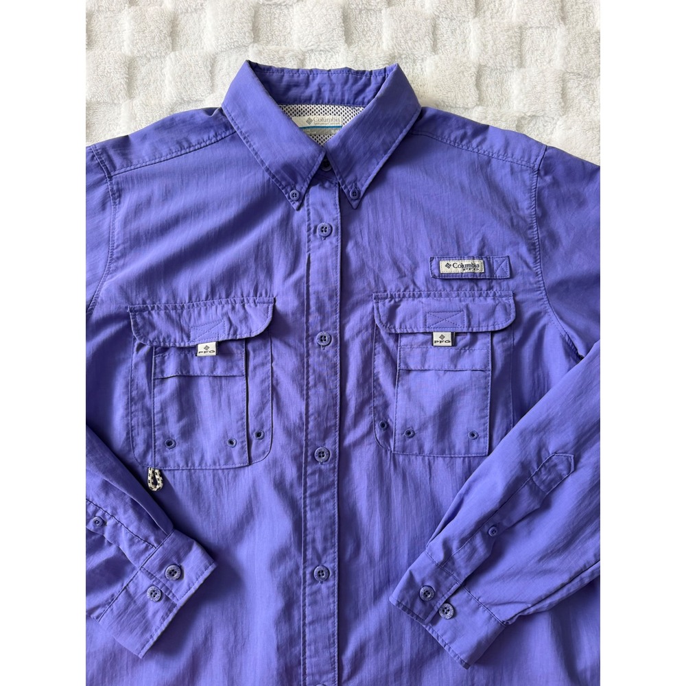 Columbia PFG Bahama Long Sleeve Fishing Shirt Purple Women Sz Med FL7314 - EUC